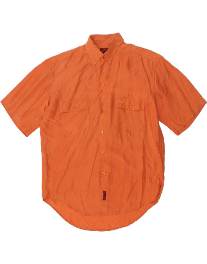SEVENTY Mens Short Sleeve Shirt Large Orange Vintage Seventy and Second-Hand Seventy from Messina Hembry 