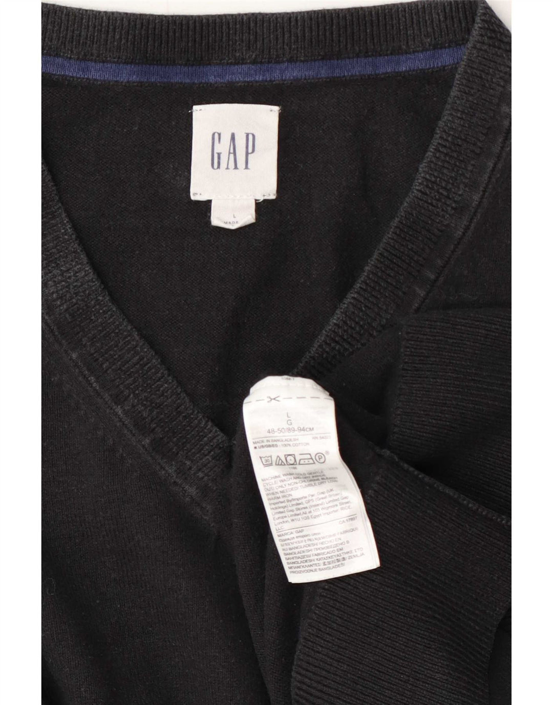 Suéter masculino Gap com decote em V grande algodão preto