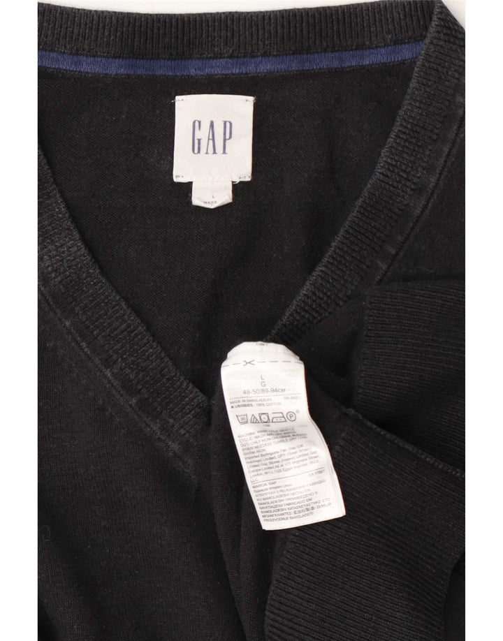 Suéter masculino Gap com decote em V grande algodão preto
