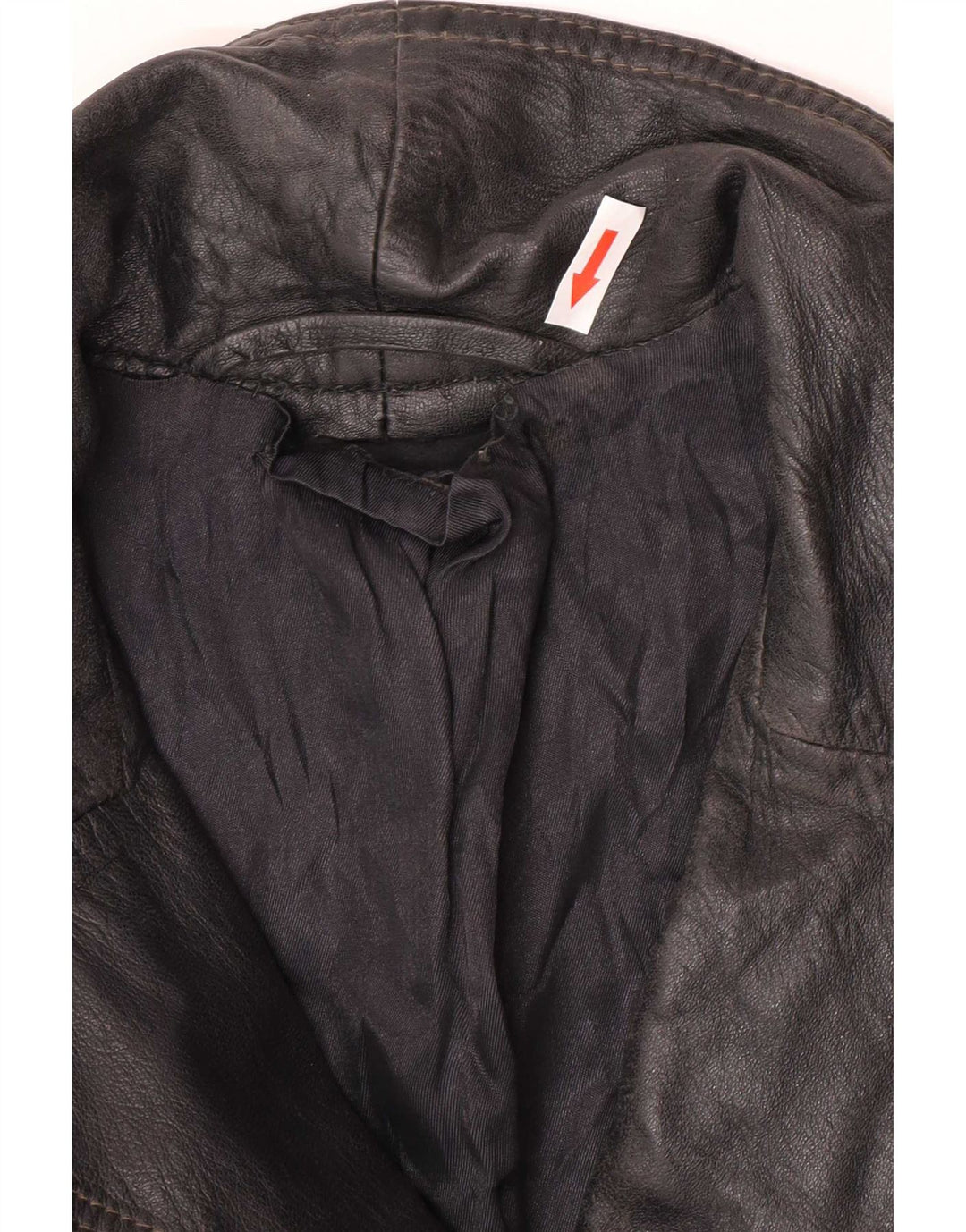 Jaqueta blazer feminina vintage de couro com 3 botões Reino Unido 12 médio preto