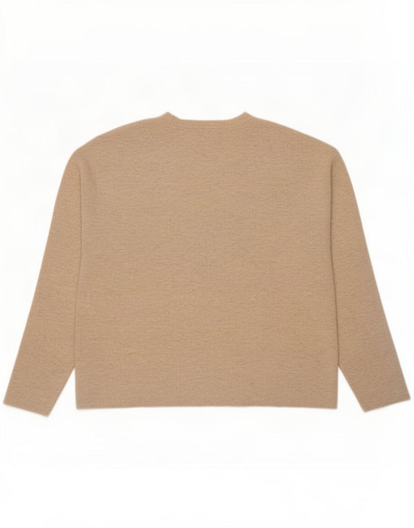 Suéter feminino Marks & Spencer com decote em V Reino Unido 18 XL bege manchado de viscose