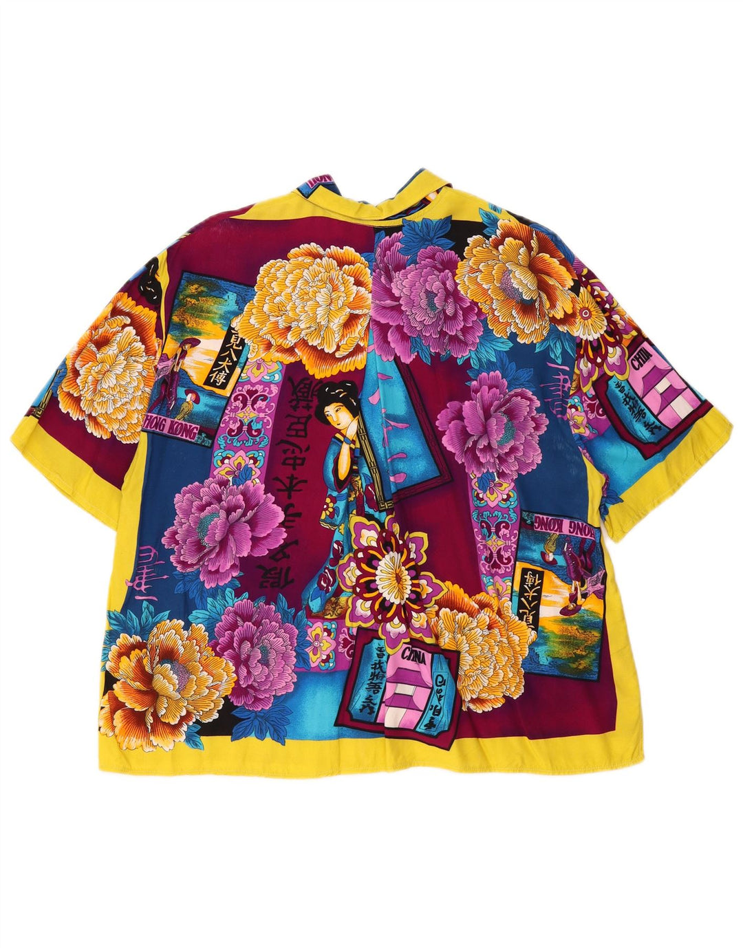 WITTY GIRL Blusa feminina oversized UK 14 média floral multicolorida