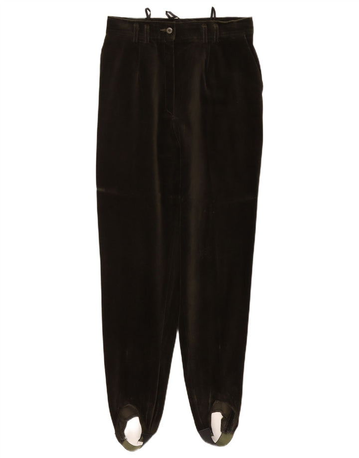 Calça feminina VINTAGE de veludo com estribo UE 40 médio W27 L29 algodão verde