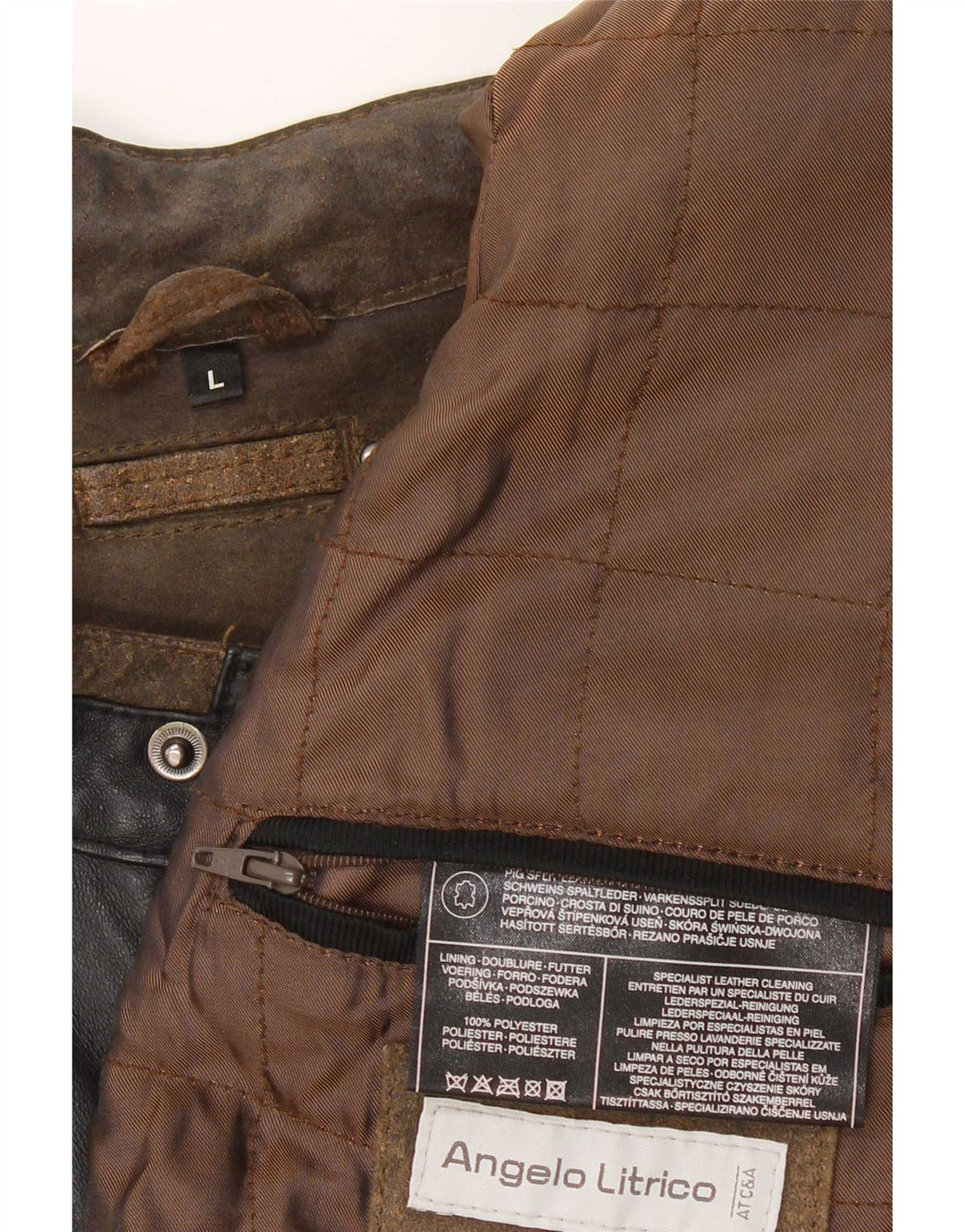 Jaqueta de motociclista masculina Angelo Litrico Reino Unido 40 grande bloco colorido marrom