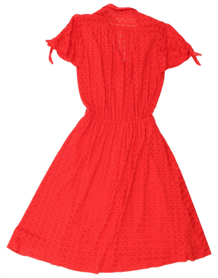 Vestido vintage feminino linha A UK 8 pequeno vermelho