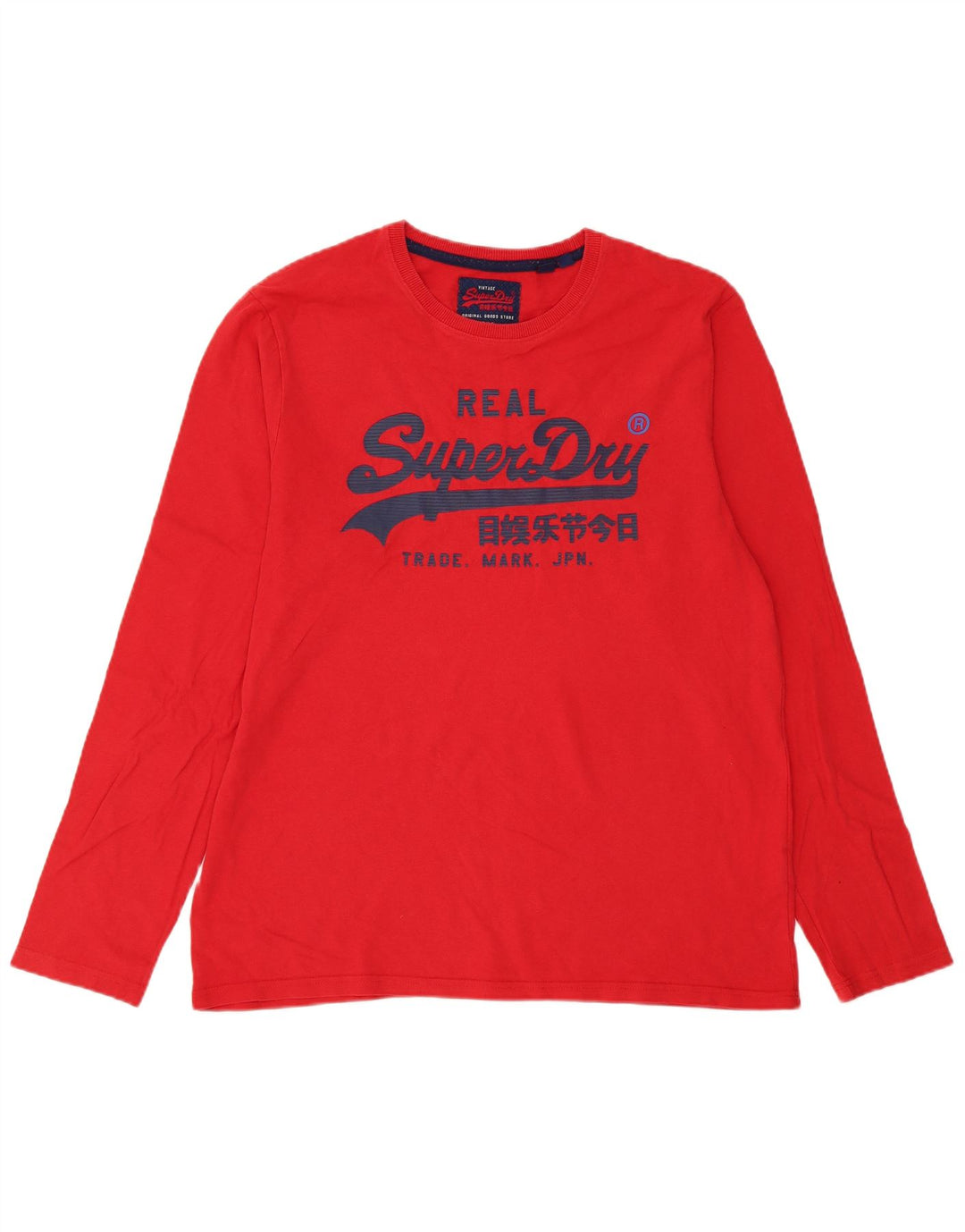 Superdry Mens Graphic Top Manga Longa 3XL Algodão Vermelho Moderno