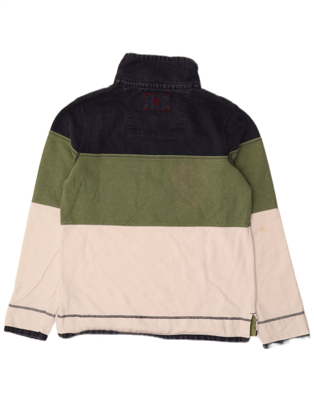 Fat Face Masculino Zip Neck Moletom Jumper Pequeno Colorblock Multicolorido