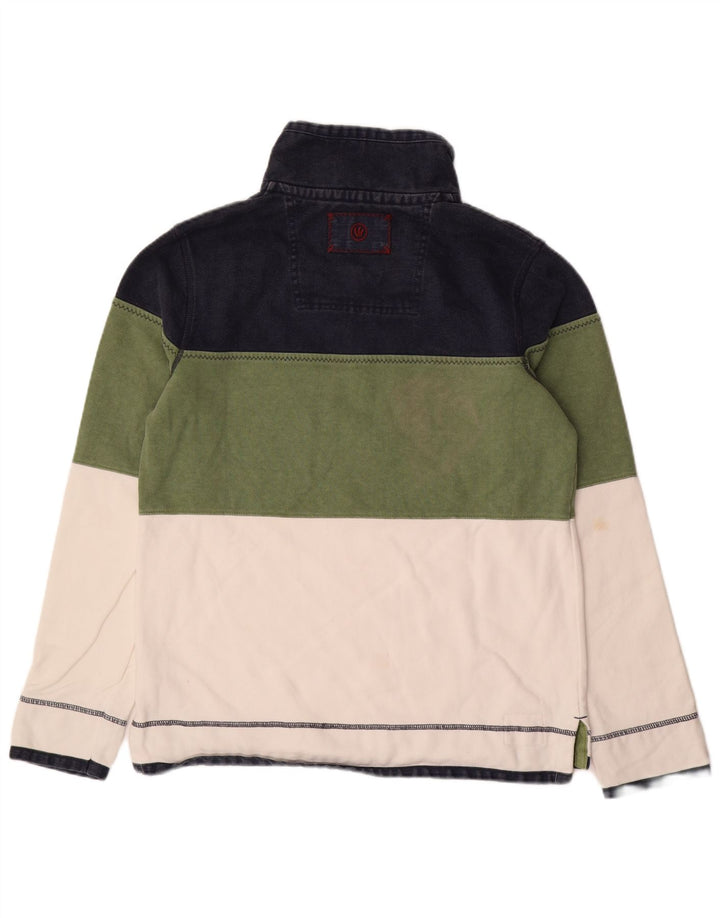Fat Face Masculino Zip Neck Moletom Jumper Pequeno Colorblock Multicolorido
