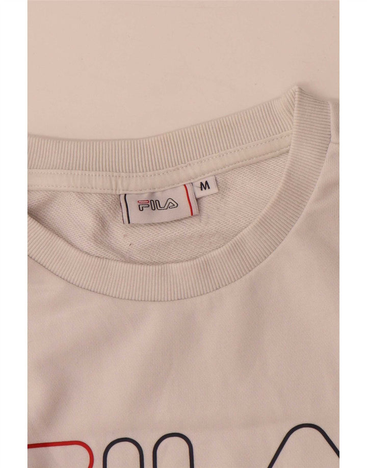 Fila moletom gráfico feminino jumper UK 14 médio branco