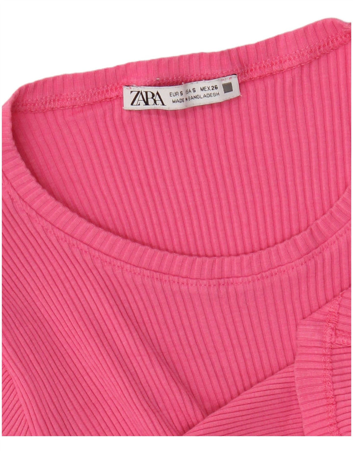 Zara Blusa Feminina Top UK 8 Pequena Rosa