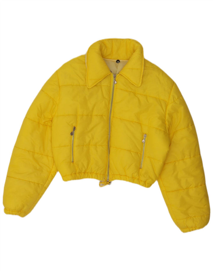 Jaqueta acolchoada feminina vintage UK 14 amarelo médio