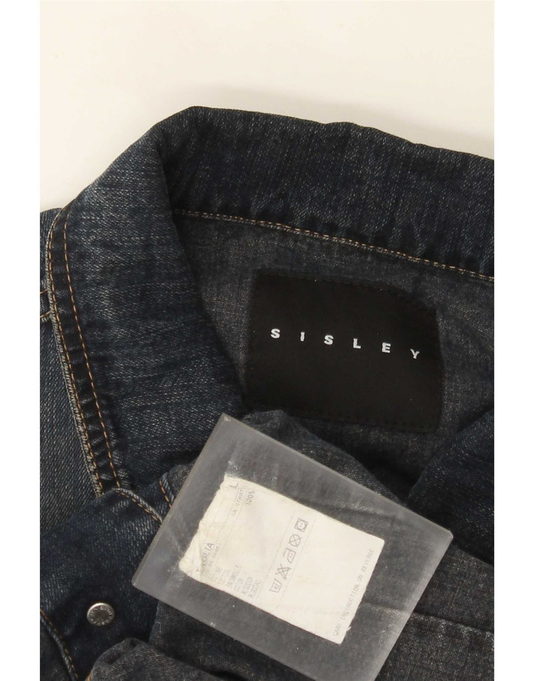 Jaqueta jeans masculina Sisley UK 40 grande algodão azul