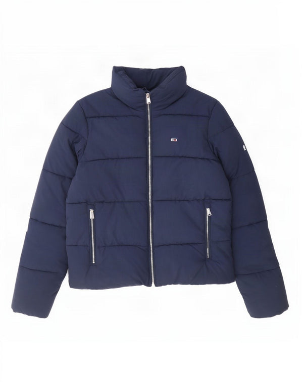 Jaqueta acolchoada oversized feminina Tommy Hilfiger UK 6 XS azul marinho poliamida