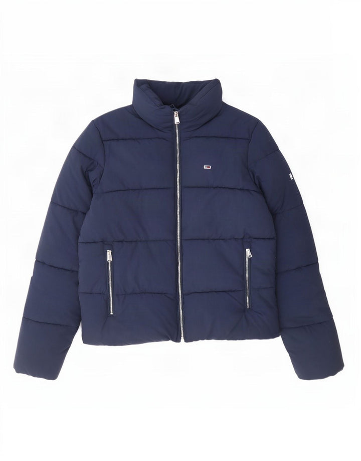 Jaqueta acolchoada oversized feminina Tommy Hilfiger UK 6 XS azul marinho poliamida