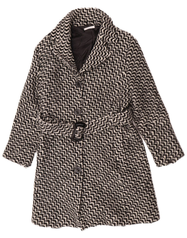 Sobretudo feminino vintage IT 50 XL acetato geométrico preto