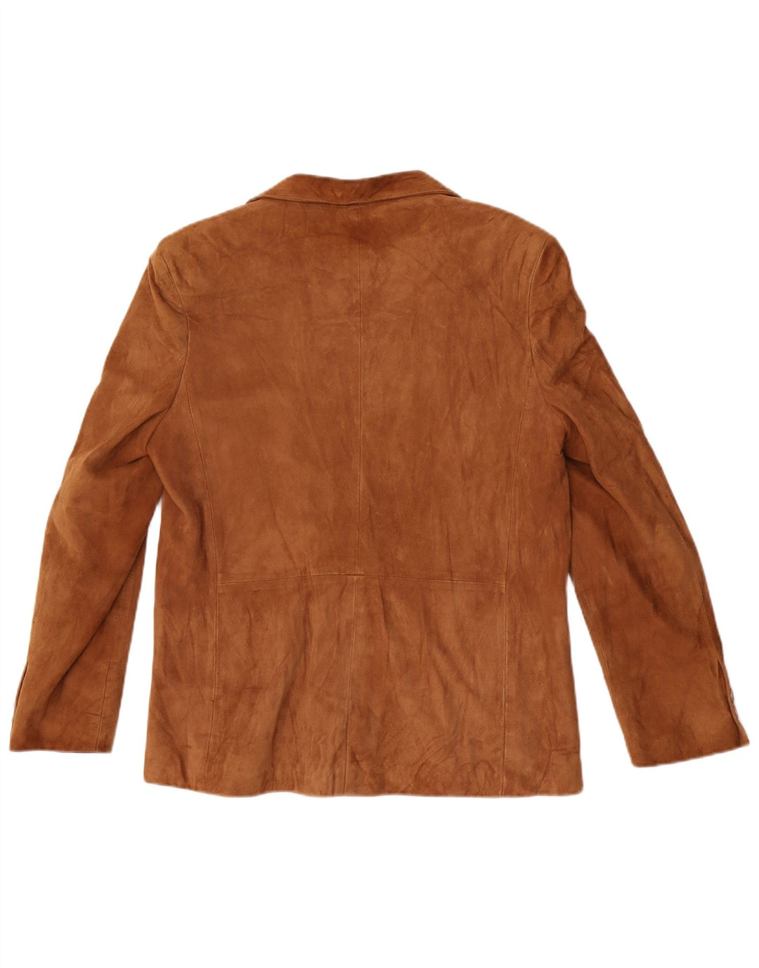 Jaqueta blazer feminina vintage de camurça com peito duplo Reino Unido 14 marrom médio