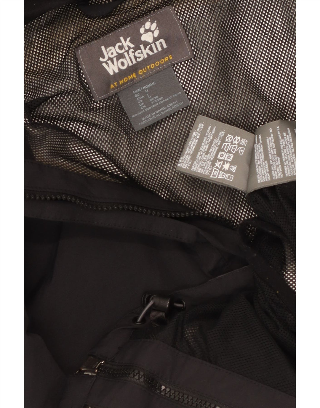 Jaqueta de chuva masculina com capuz Jack Wolfskin Reino Unido 36/38 bloco colorido preto médio