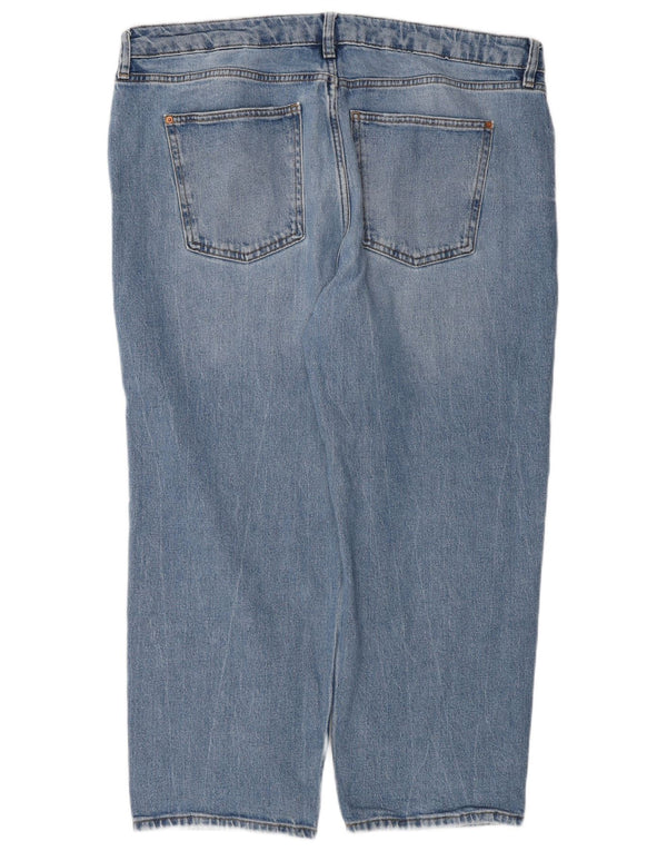 Calça jeans feminina Marks & Spencer de cintura alta cortada UK 18 XL W38 L27 azul