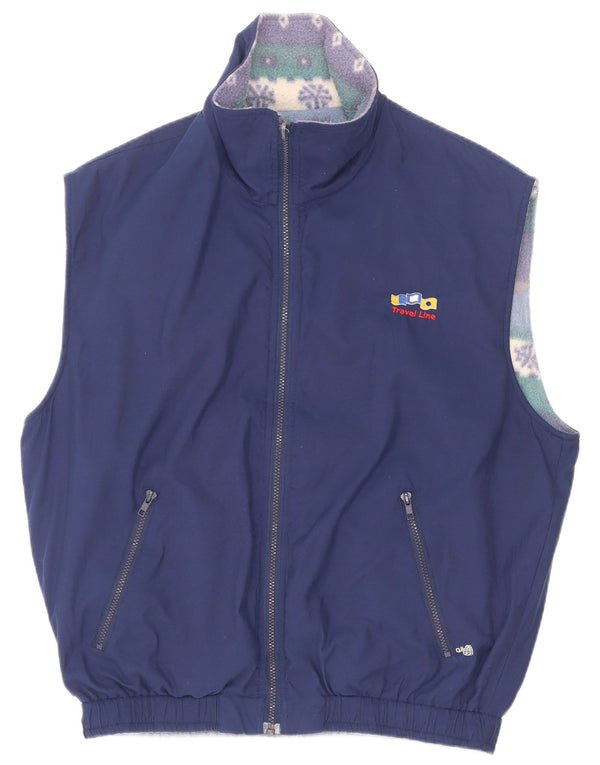 Colete de lã reversível masculino vintage UK 42 XL azul