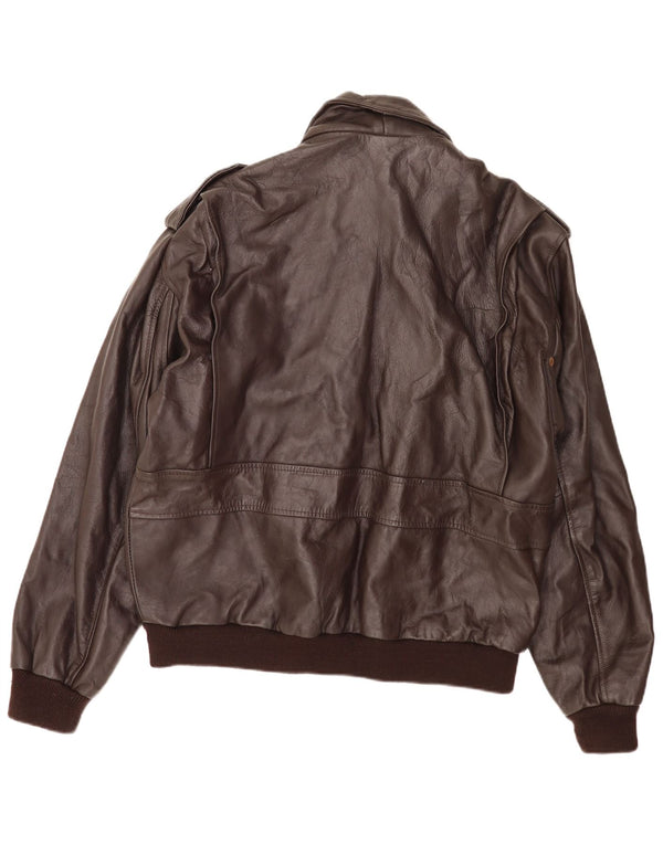 Bomb Boogie Mens Leather Flight Aviator Jacket UK 42 XL Brown