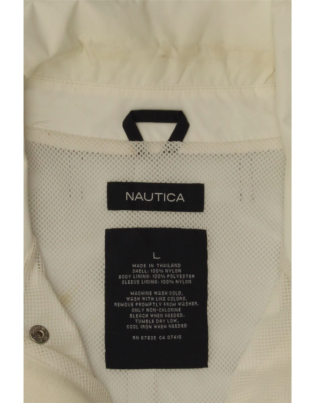 Jaqueta de chuva masculina Nautica UK 40 grande bloco colorido branco nylon