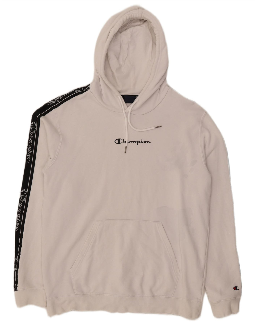 CHAMPION Suéter com capuz gráfico masculino grande algodão colorido branco