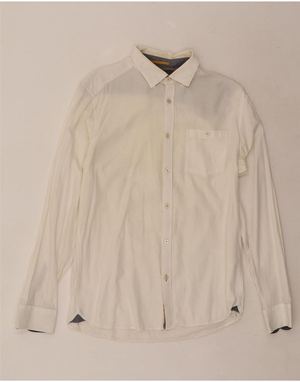 Camisa masculina Ted Baker tamanho 3 médio algodão branco