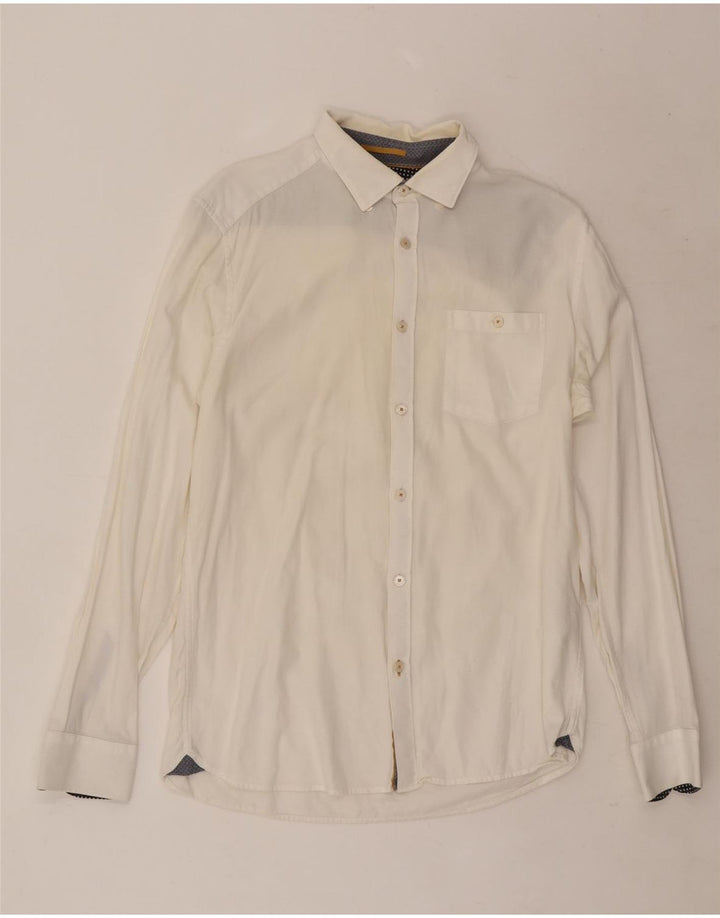 Camisa masculina Ted Baker tamanho 3 médio algodão branco