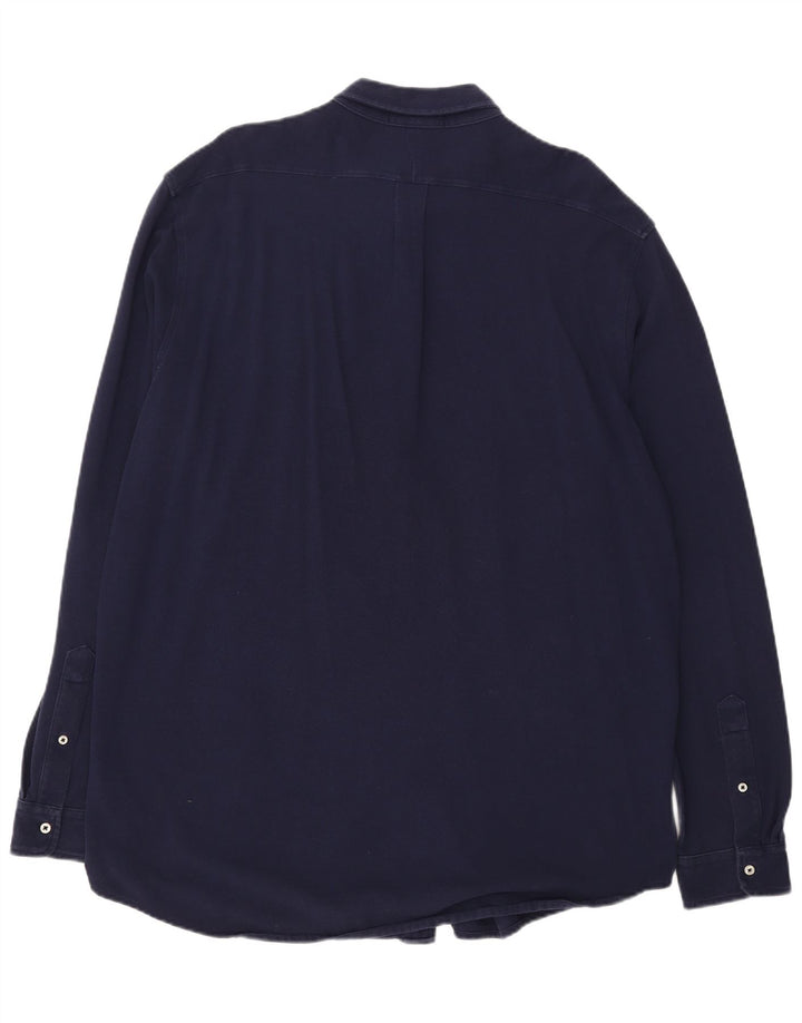 Camisa masculina de malha peso pena grande e alta RALPH LAUREN 2XL algodão azul marinho