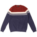 Suéter masculino Marks & Spencer com gola redonda, bloco colorido azul marinho médio