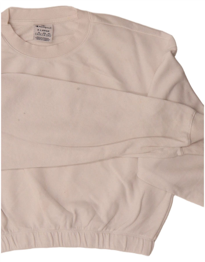 CHAMPION Suéter feminino cropped UK 18 XL algodão branco