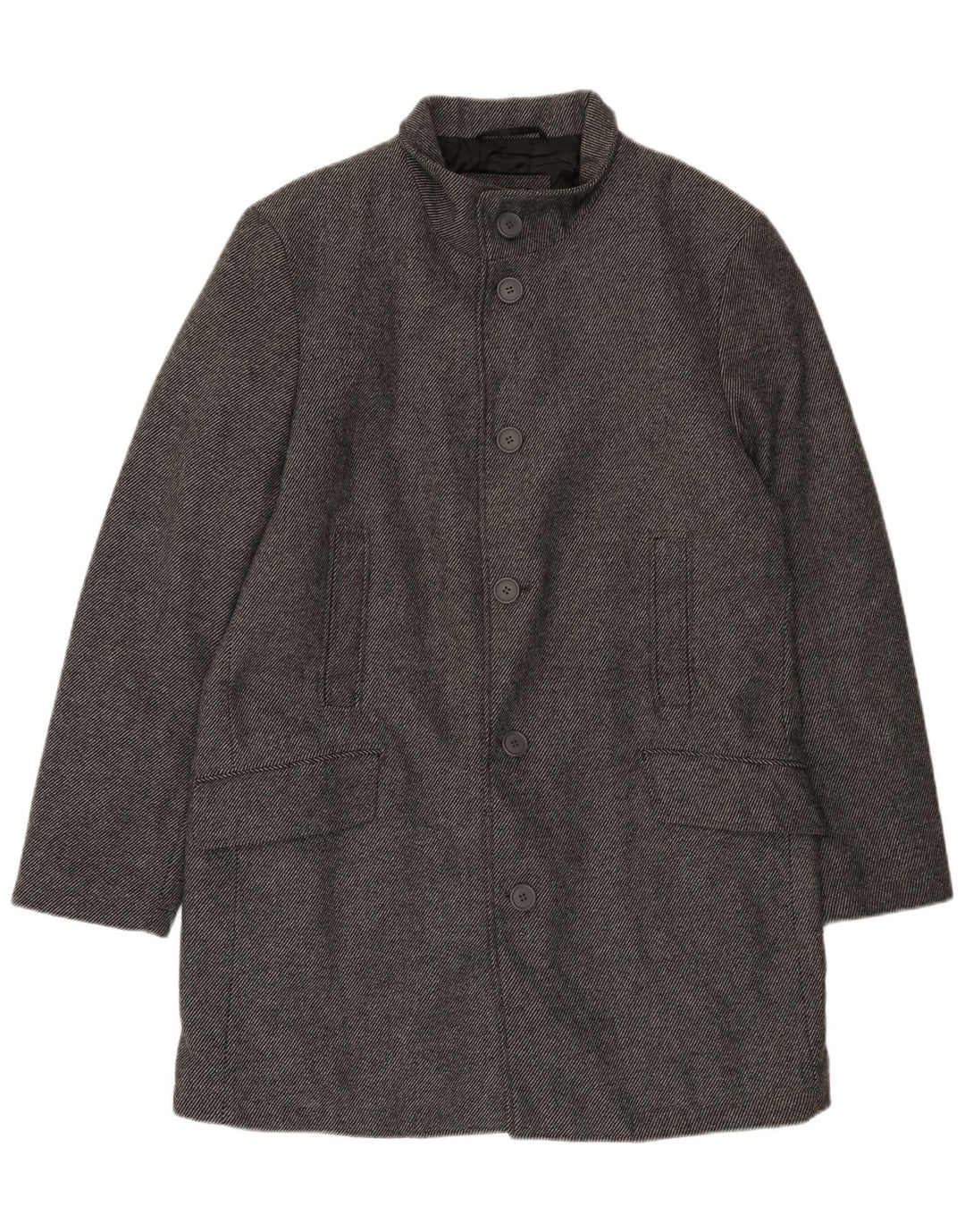 Sobretudo masculino Bruno Banani Reino Unido 44 2XL lã listrada cinza