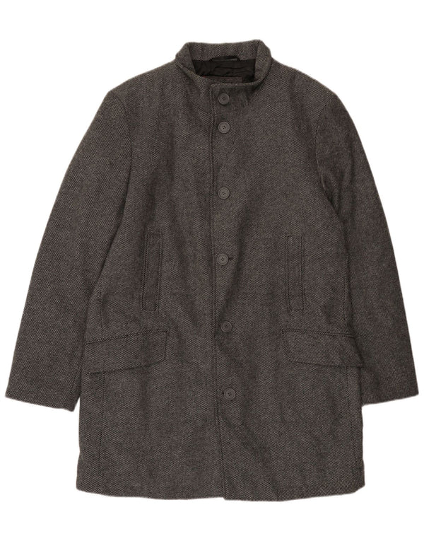 Sobretudo masculino Bruno Banani Reino Unido 44 2XL lã listrada cinza