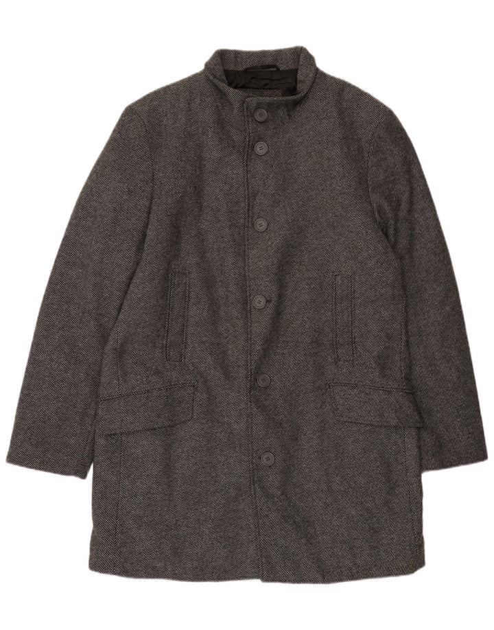 Sobretudo masculino Bruno Banani Reino Unido 44 2XL lã listrada cinza