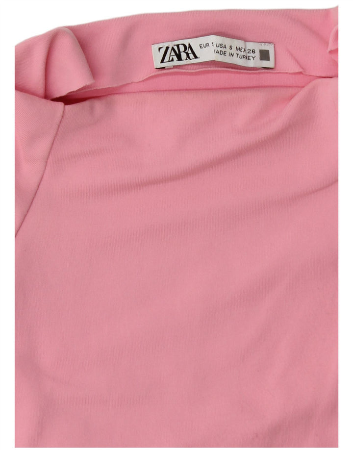 Zara Womens Graphic T-Shirt Top UK 8 Pequeno Rosa