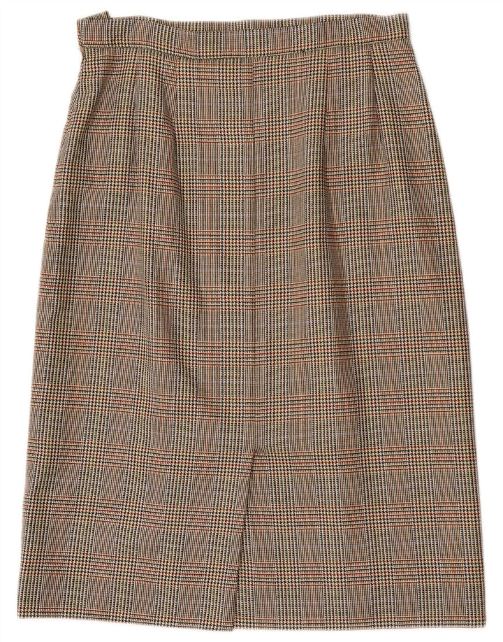 Aquascutum saia reta feminina W32 grande marrom houndstooth