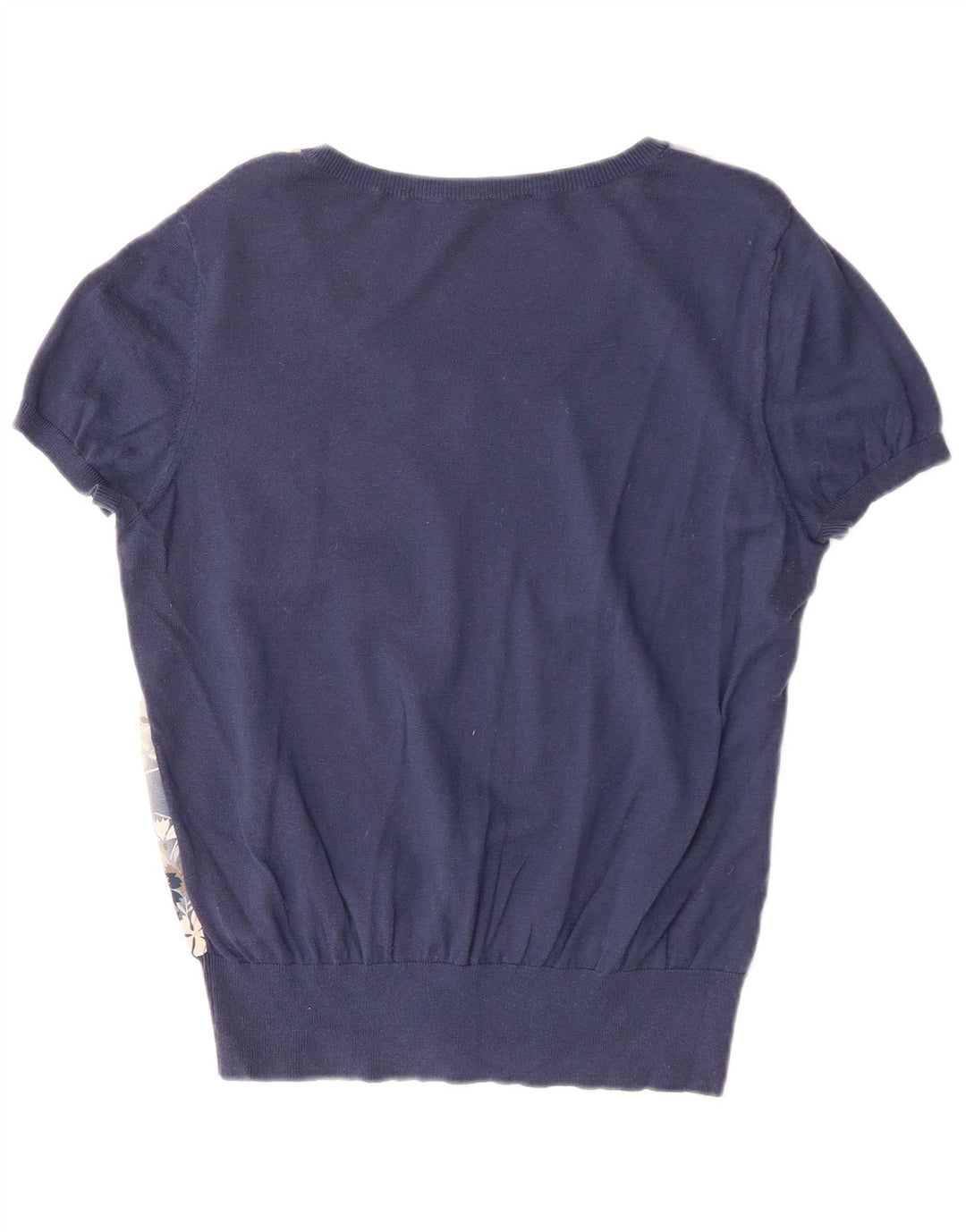 Blusa feminina Oasis UK 16 grande azul marinho floral poliamida