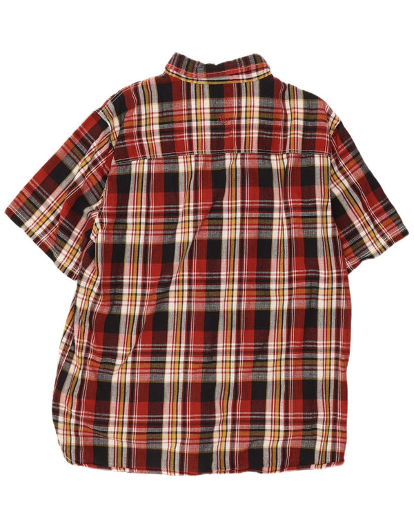 Camisa masculina de manga curta Fat Face grande algodão xadrez multicolorido
