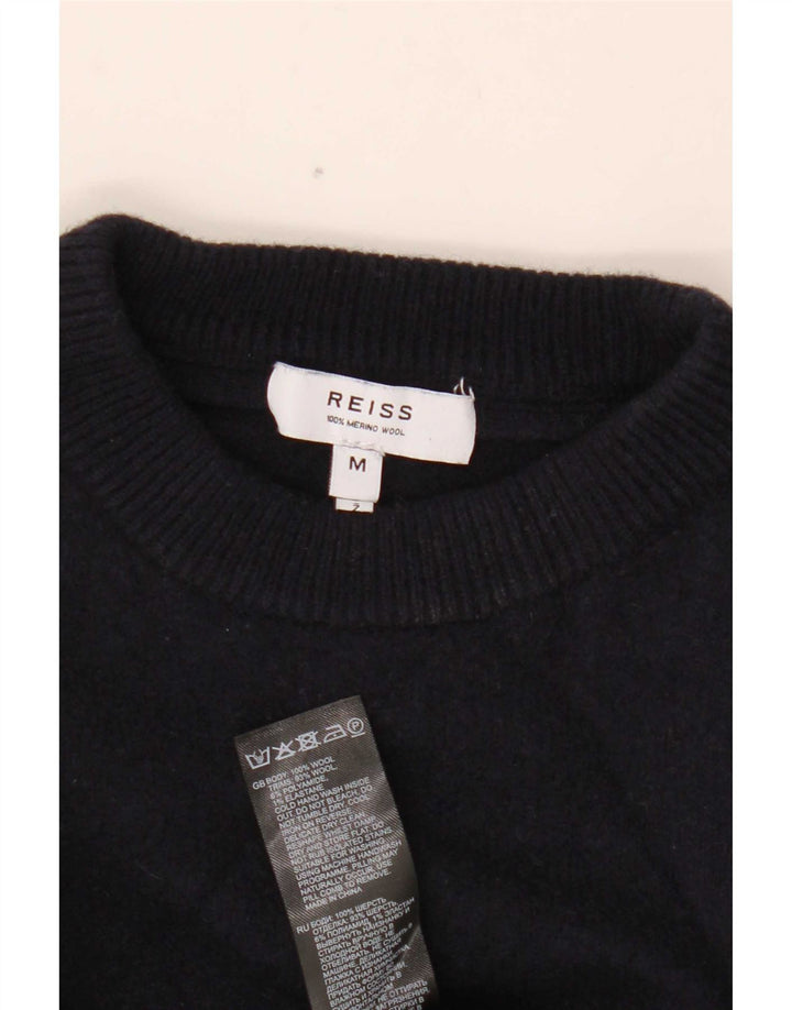 Suéter masculino Reiss com gola redonda e lã colorblock médio azul marinho