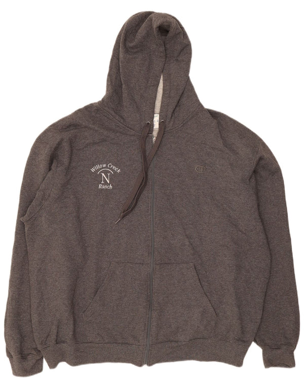 Suéter masculino Champion com capuz e zíper 2XL algodão cinza