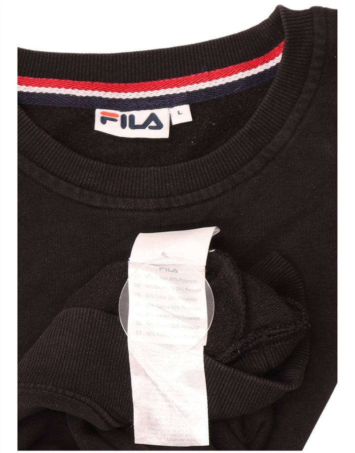 Fila moletom gráfico masculino jumper grande algodão preto