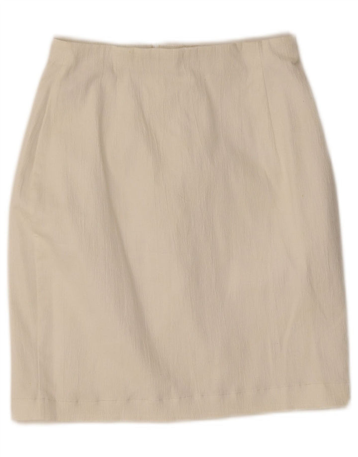 Mini saia lápis feminina Marks & Spencer Reino Unido 10 pequena W25 poliéster branco