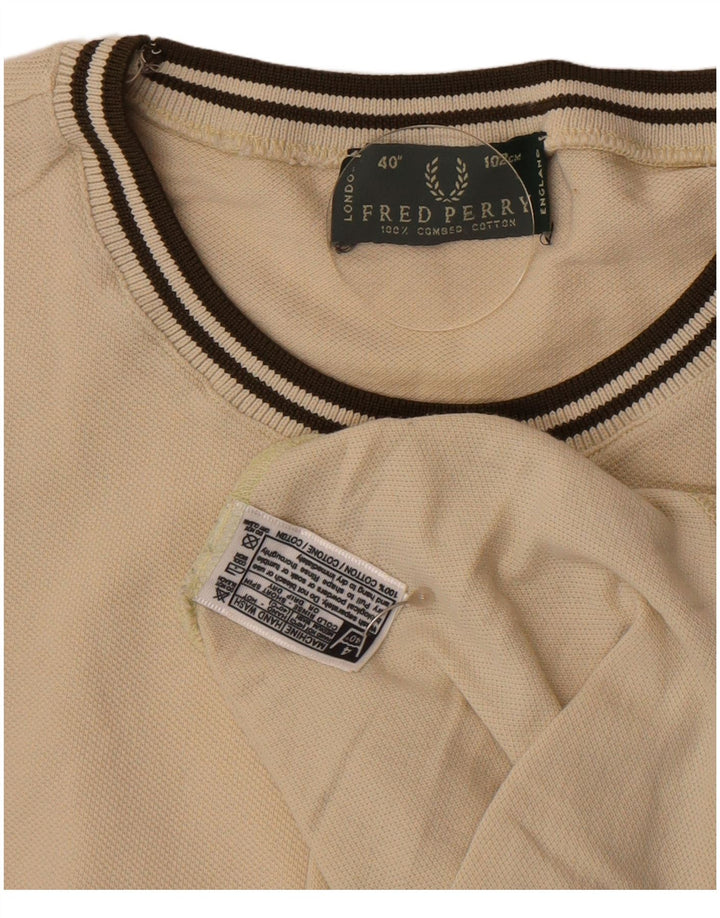 Camiseta masculina Fred Perry top pequeno algodão bege