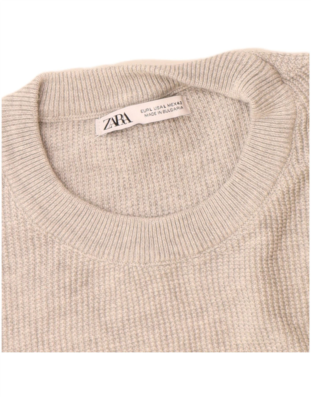 Suéter masculino Zara com gola redonda, grande algodão cinza