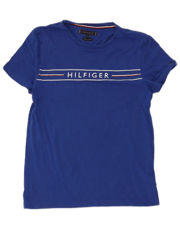 Tommy Hilfiger Camiseta masculina gráfica top pequeno algodão azul