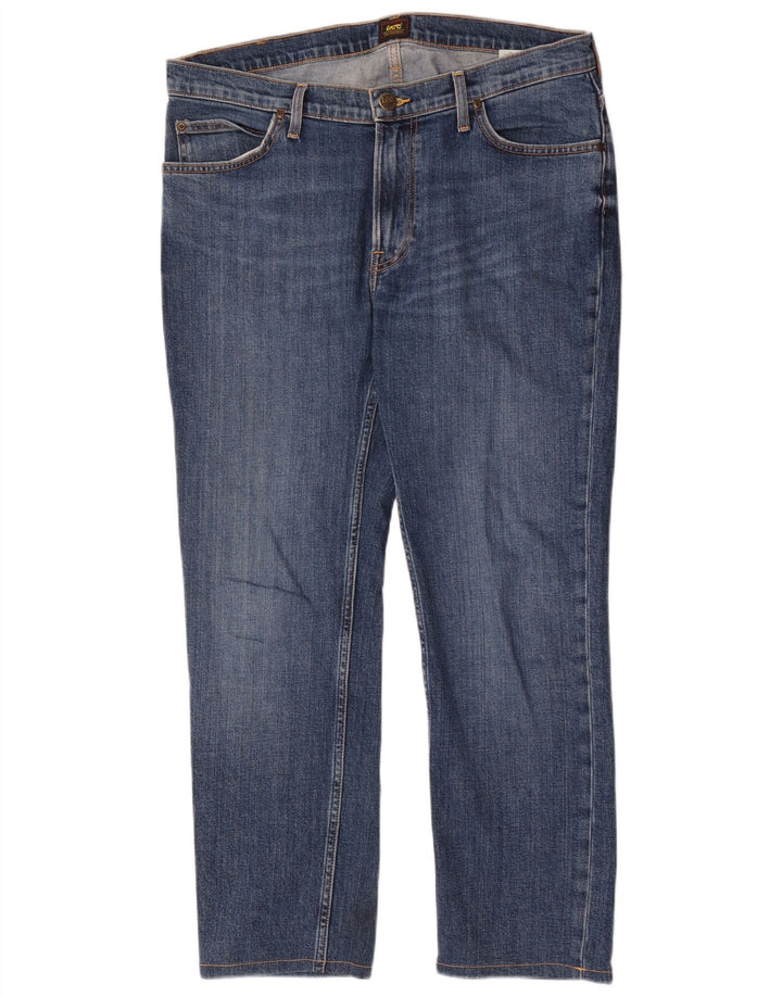 Lee Mens Rider Slim Jeans W34 L28 Azul Algodão