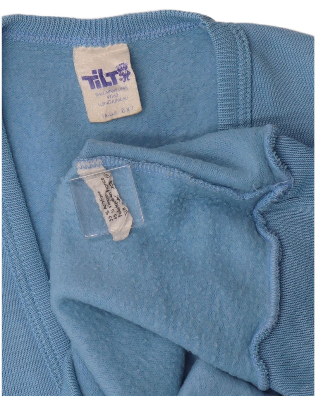 Suéter masculino VINTAGE com decote em V gráfico azul médio acrílico