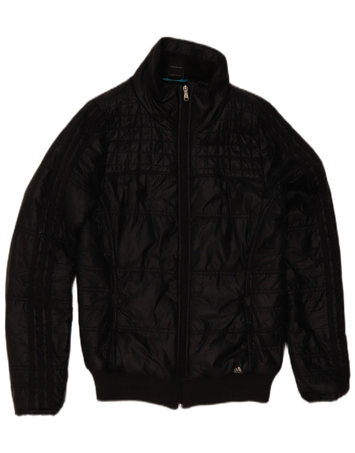 Jaqueta acolchoada feminina Adidas UK 12 poliéster preto médio