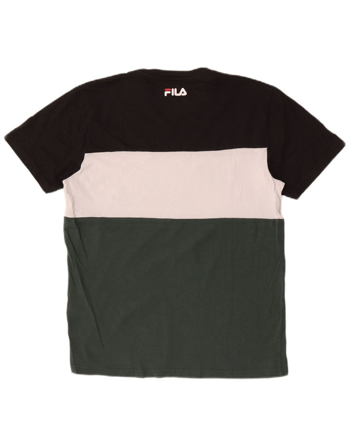 Fila Mens Graphic T-Shirt Top Médio Multicolorido Colorblock Algodão