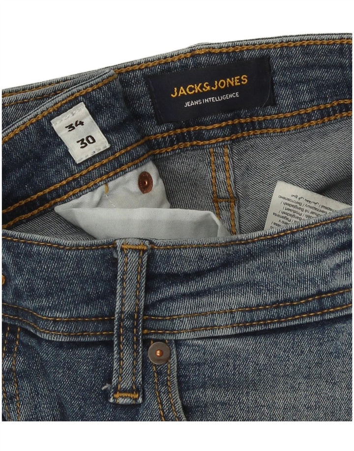 Jack & Jones Masculino GLENN Slim Jeans W34 L30 Azul Algodão